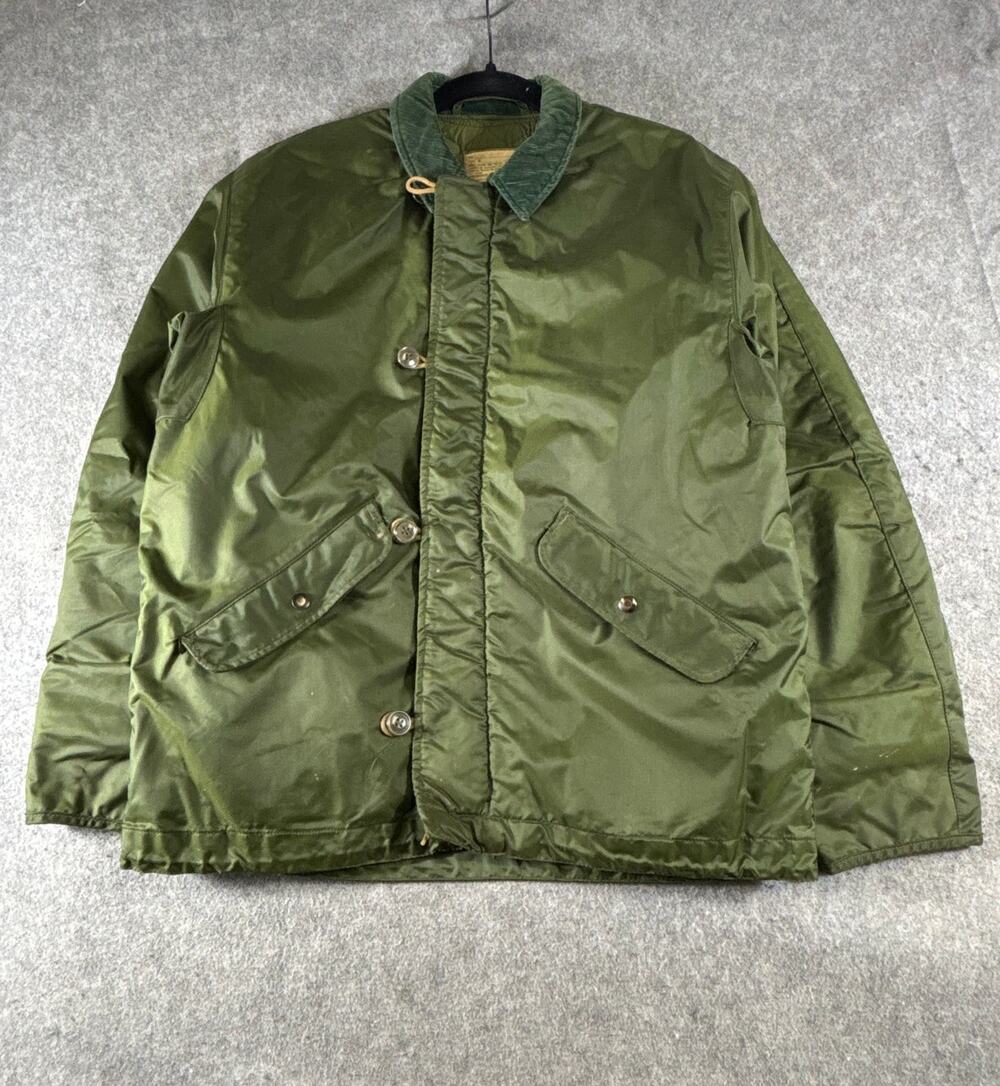 VINTAGE 80s US Military Cold Weather Jacket Mens Medium Green Alpha Industries